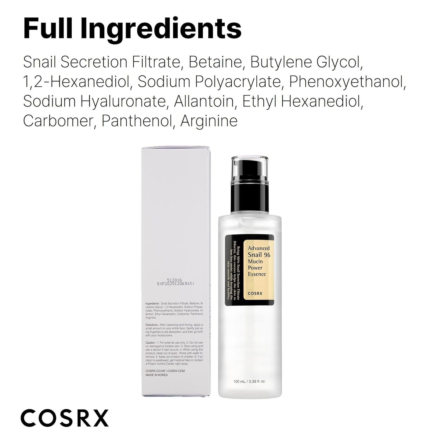 Cosrx snail serum collagen liquid facial essence liquid hydrating moisturizing essence 100ml